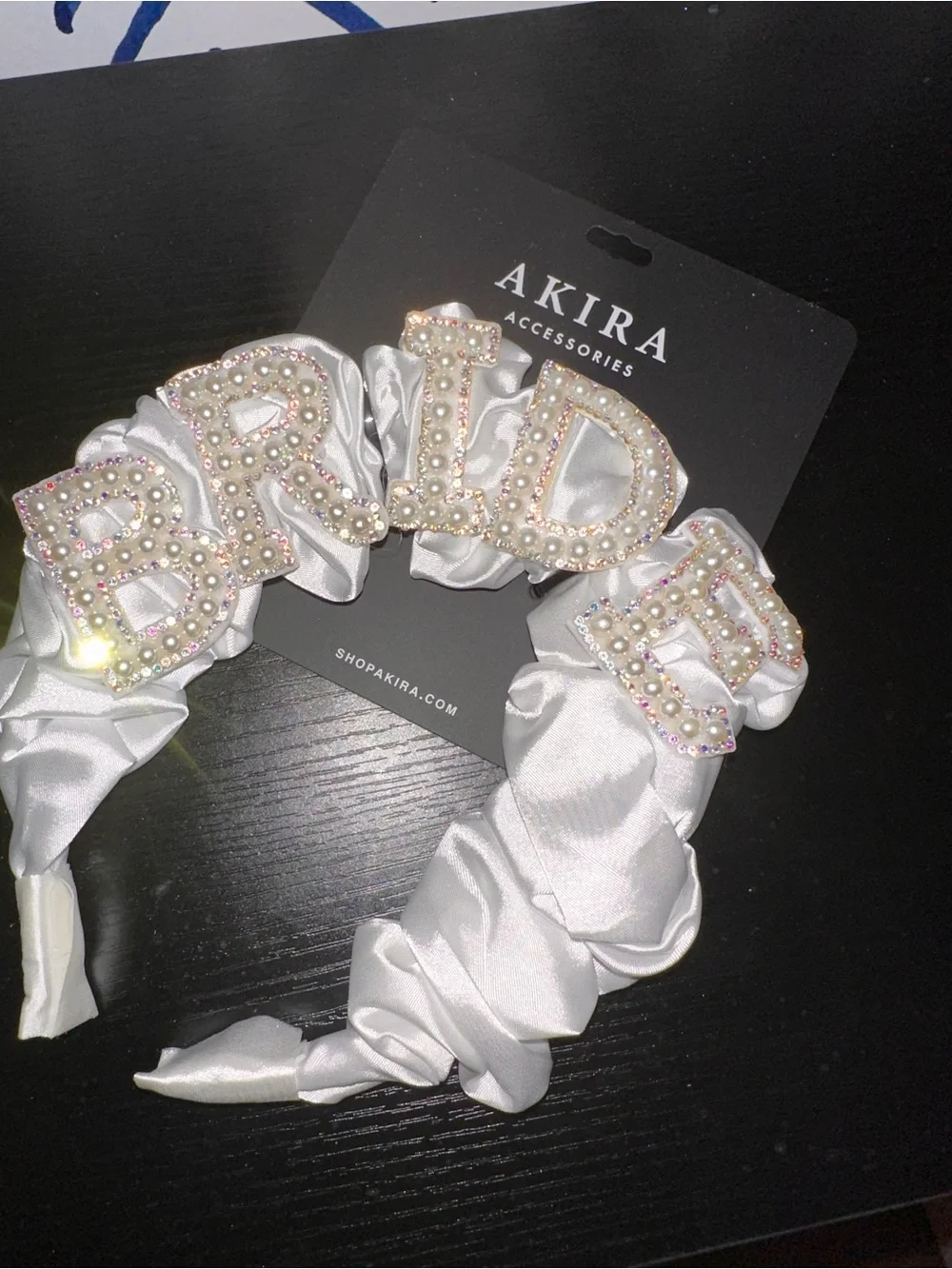 White 'BRIDE' Satin Headband
